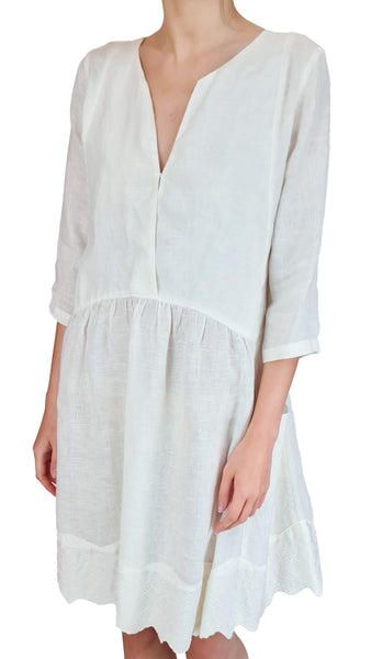 120% LINO MILK HEM DETAIL DRESS
