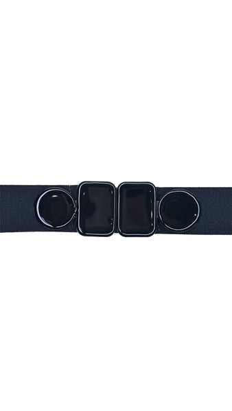 EXQUISITE J BLACK ENAMEL BELT