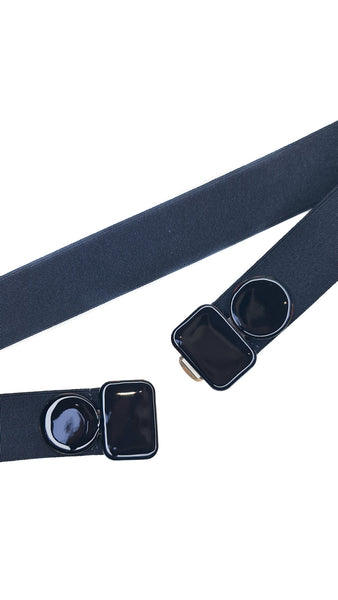 EXQUISITE J BLACK ENAMEL BELT