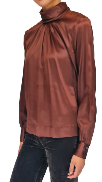 CALIBAN COPPER SILK HIGH NECK SHIRT