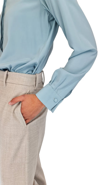 CALIBAN DUCK EGG SILK SHIRT