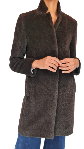 CINZIA ROCCA CHOCOLATE SHORT ALPACA COAT