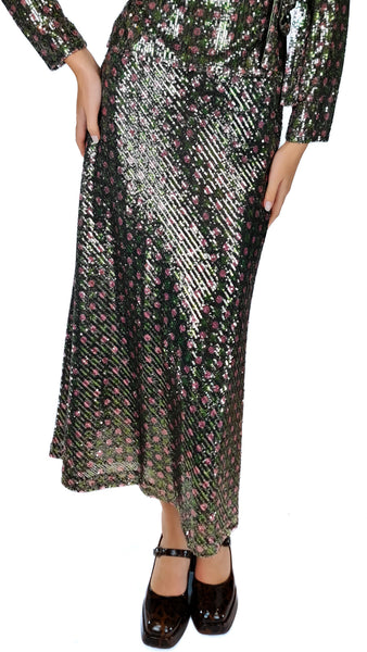 SIYU GREEN SEQUIN SKIRT