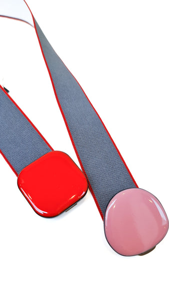 EXQUISITE J PINK RED GEO BELT
