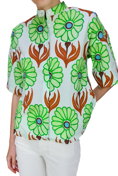 CALIBAN GREEN FLOWER SHIRT