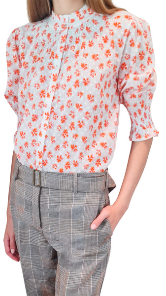 NIMO WITH LOVE BERGAMOT ORANGE PANSIES BLOUSE