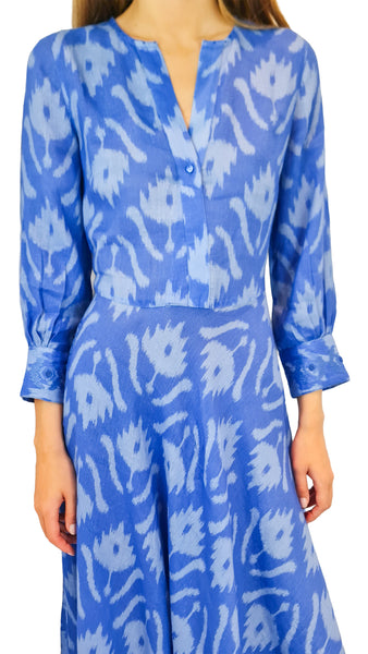 NIMO WITH LOVE AZURITE IKAT BLUE DRESS