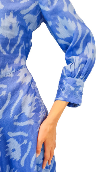 NIMO WITH LOVE AZURITE IKAT BLUE DRESS