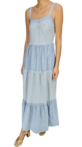 PUROTATTO BLUE STRIPE MAXI DRESS