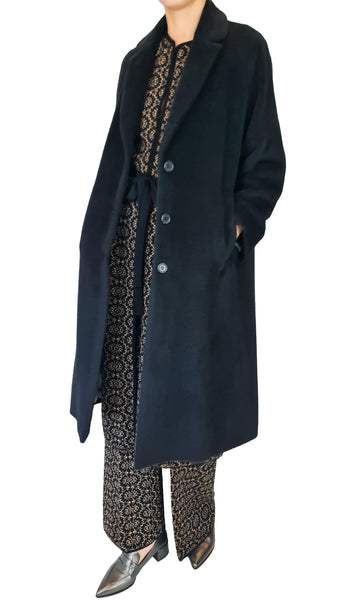 ROSSO35 BLACK ALPACA COAT