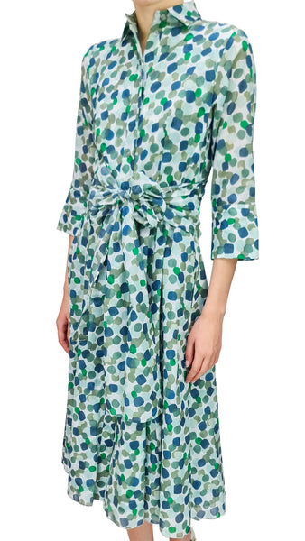 ROSSO35 COTTON GREEN SPOT DRESS