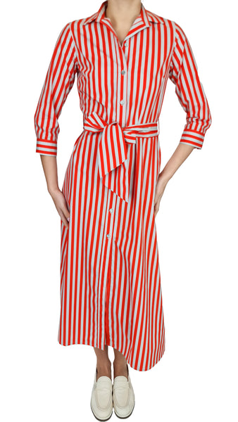 ROSSO35 CORAL STRIPE DRESS