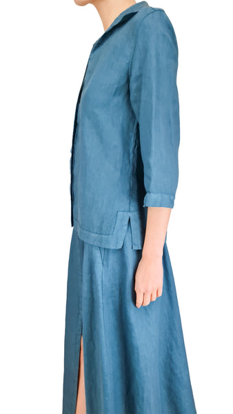 ROSSO35 TEAL LINEN SKIRT