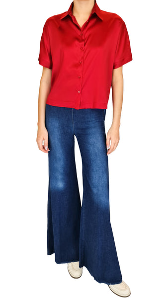 Elevate your summer wardrobe with this Shaft classic.  Super wide high waisted design and light silky denim, these jeans offer both style and comfort. Perfect for warm weather, they are a must-have for any fashion-forward individual. Upgrade your denim game today!
