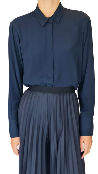 ROSSO35 NAVY SILK SHIRT