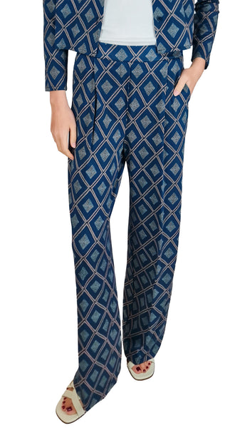 SIYU ZEMLIA BLUE CREPE TROUSERS