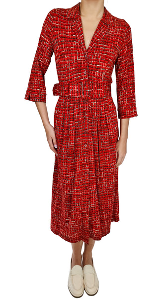 VESTIDO CREPÉ ROJO OSCURO SIYU