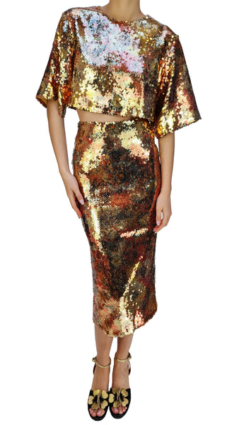 SMYTHE GOLD FLORAL SEQUIN SKIRT
