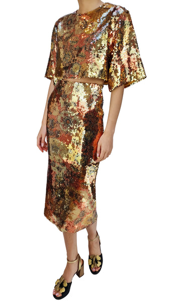 SMYTHE GOLD FLORAL SEQUIN TEE