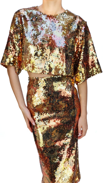SMYTHE GOLD FLORAL SEQUIN TEE