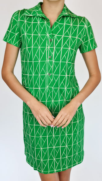 SIYU GREEN BIRDS SHORT DRESS