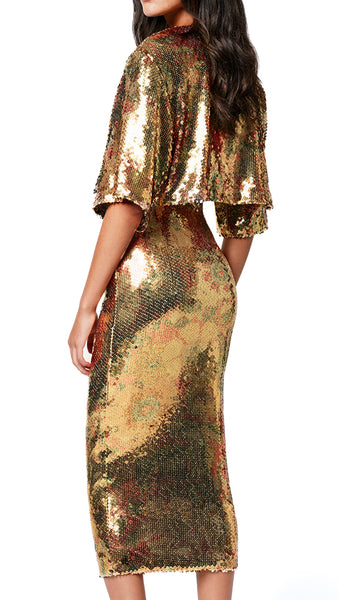 SMYTHE GOLD FLORAL SEQUIN SKIRT