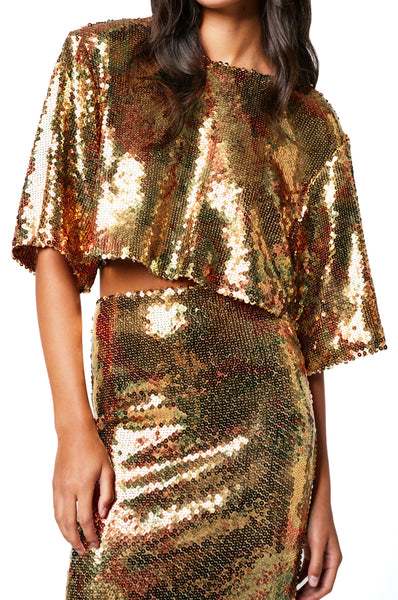 SMYTHE GOLD FLORAL SEQUIN TEE