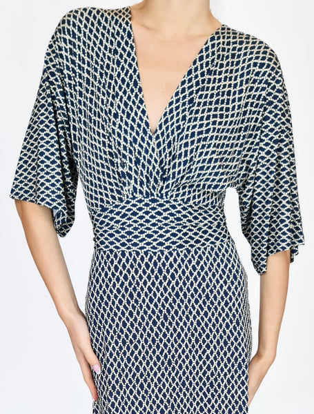SIYU NAVY MONEY TIE DRESS