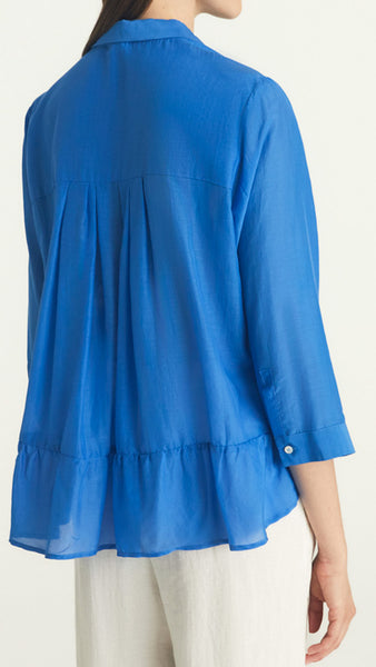 ROSSO35 CAMISA DE ALGODÓN DE SEDA AZUL