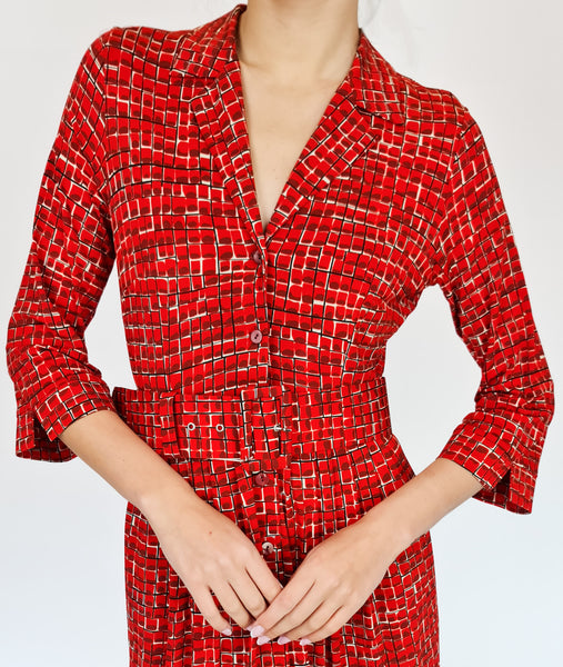 VESTIDO CREPÉ ROJO OSCURO SIYU
