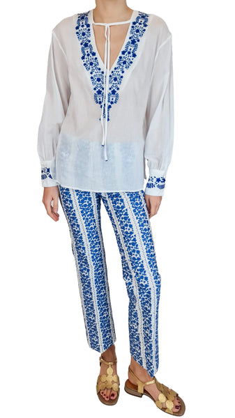 TRUE ROYAL WHITE DELFT BLOUSE