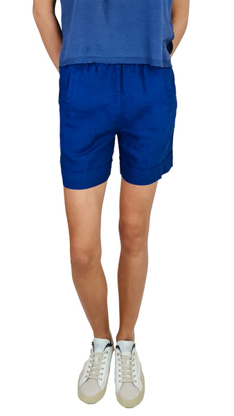 ROSSO35 ROYAL BLUE LINEN SHORTS