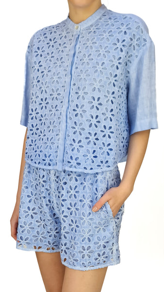 120% LINO PLACID BLUE TOP