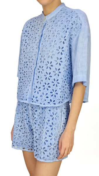 120% LINO PLACID BLUE TOP