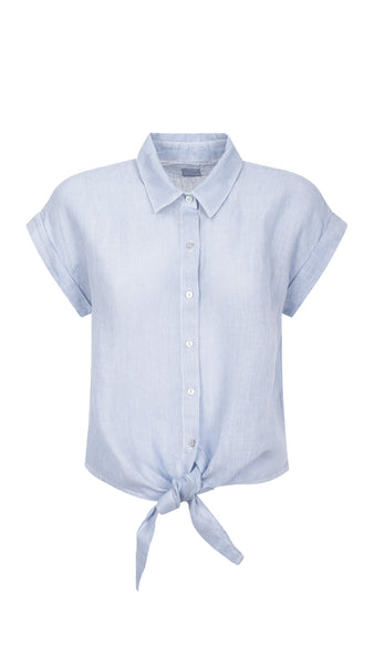 120% LINO SUGAR TIE BLOUSE