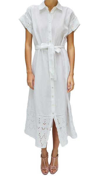 120% LINO WHITE EMBROIDERED DRESS