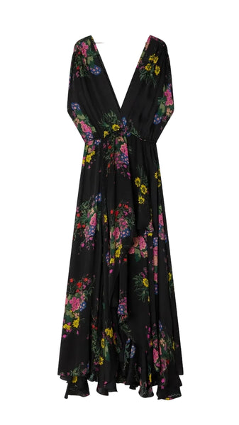 Black floral dress on a white background