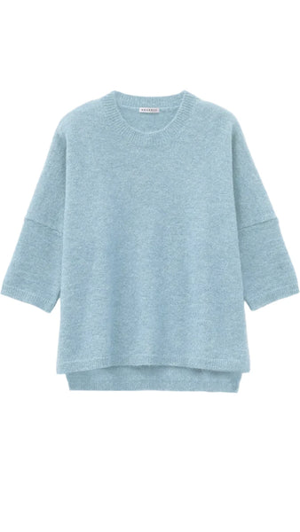 Rosso35 sky blue knit, luxury oversized mohair sweater, Italian designer blue jumper, women's relaxed crewneck knitwear, light blue luxury sweater

high-end sky blue pullover, luxury short sleeve oversized knit, Italian fine knit sweater, elevated casual knitwear, designer powder blue jumper