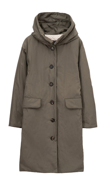 ROSSO 35 KHAKI HOODED COAT