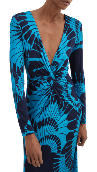 SMYTHE BLUE GRAPHIC KNOT DRESS