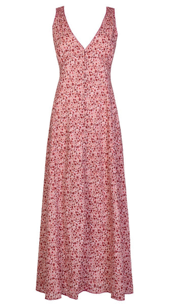 Pink floral dress on a white background