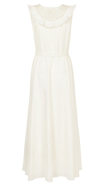 White sleeveless dress on a white background
