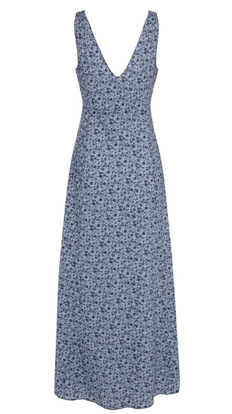 Blue floral dress on a white background