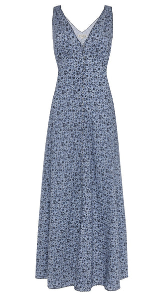 Long floral dress on a white background
