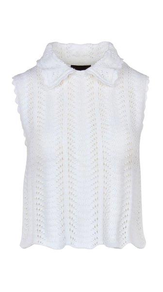 White knitted vest on a white background