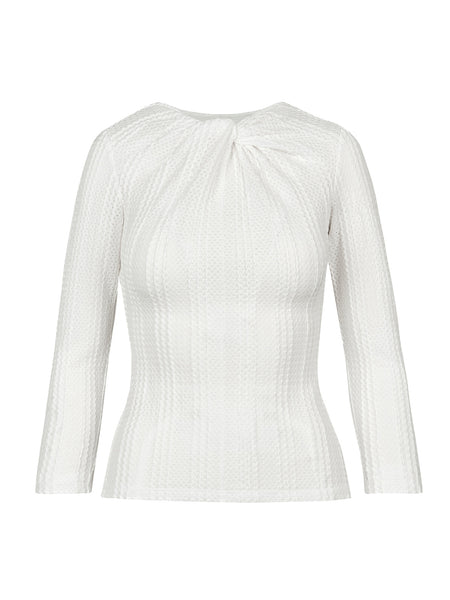 SMYTHE WHITE TWIST NECK KNIT TOP