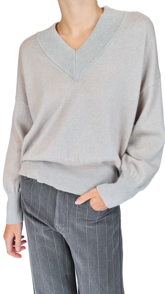 PUROTATTO SABBIA LUREX V-NECK SWEATER