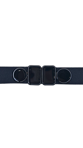 EXQUISITE J BLACK ENAMEL BELT