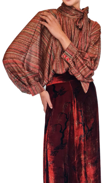 SIYU PLEATS RED BAMBOLA TOP