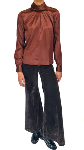 CALIBAN COPPER SILK HIGH NECK SHIRT